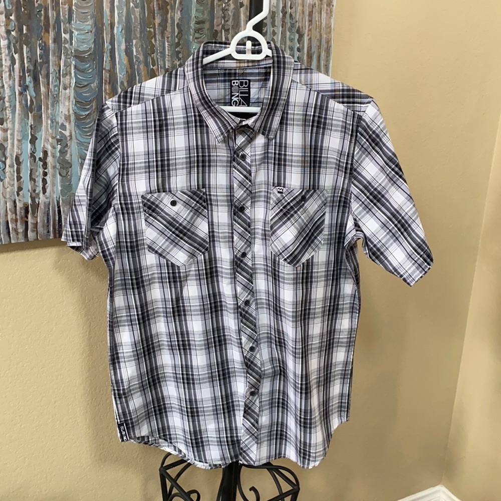 Billabong black grey white short sleeve buttondown